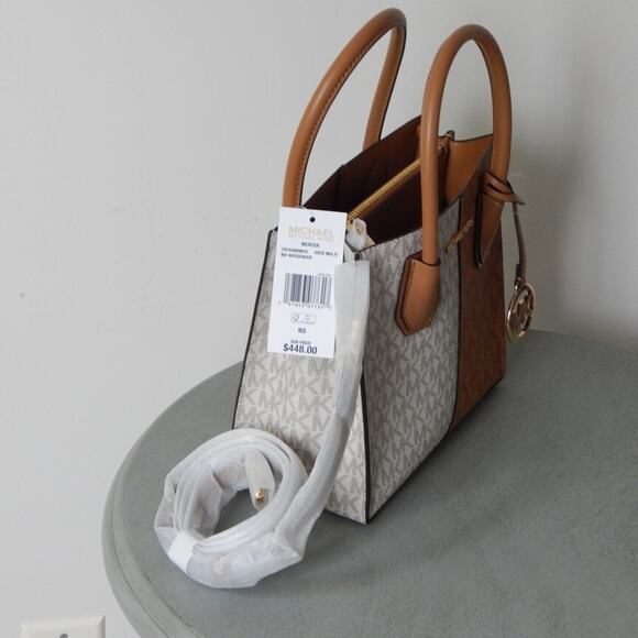 MICHAEL KORS MERCER Two-Tone Logo Medium Messenger Crossbody Bag Deer Multi NWT - Picture 12 of 13